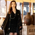 Paillette Kimono with Silk Trim