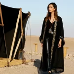 Georgette Crepe Kimono with Zebra-Striped Raffia Bands